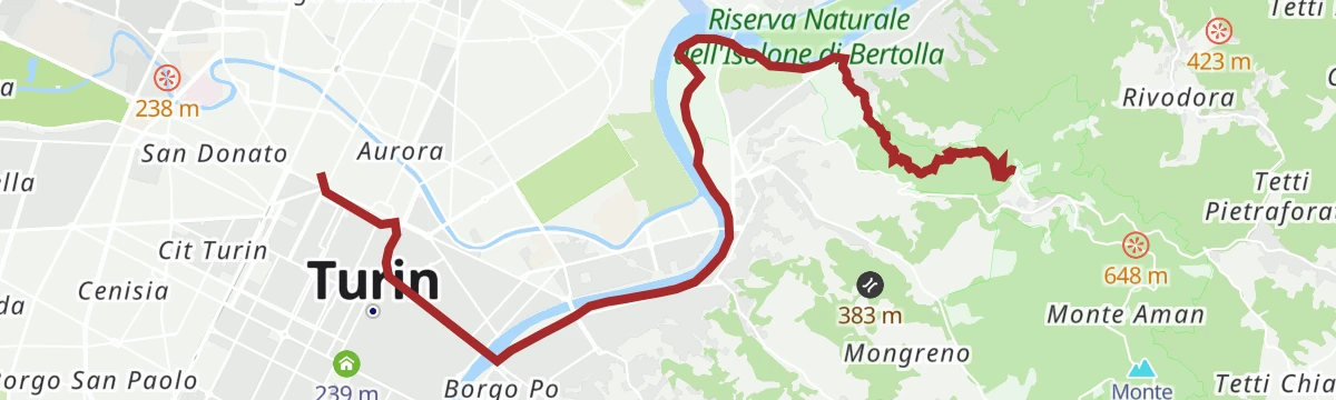 Route map: Cammino di Don Bosco: Tappa 1 Santuario Maria Ausiliatrice, Valdocco